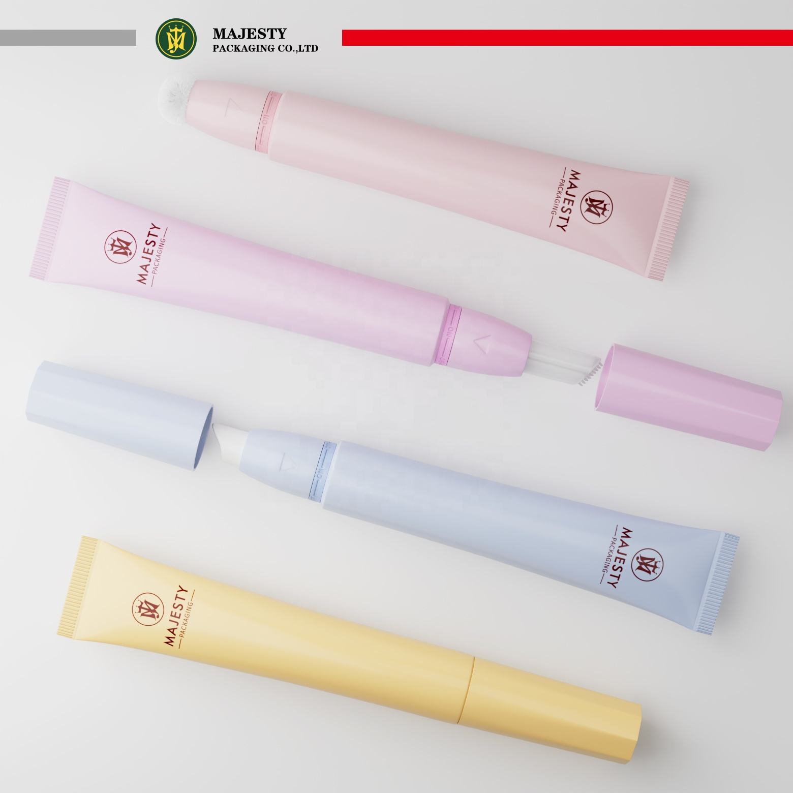 Tubes en plastique cosmétiques avec interrupteur marche et arrêt, Tube à presser pour crème pour les yeux et bâton à lèvres, 19mm, 5ml, 10ml, 15ml, 20ml