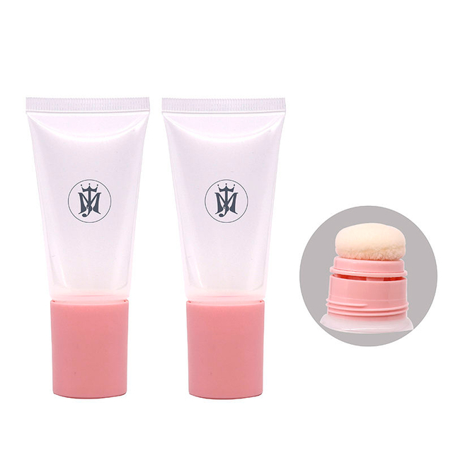 Correcteur crémeux en plastique, Tube vide souple OEM 30ml/50ml, avec applicateur éponge, emballage de maquillage pour Blush pour le visage