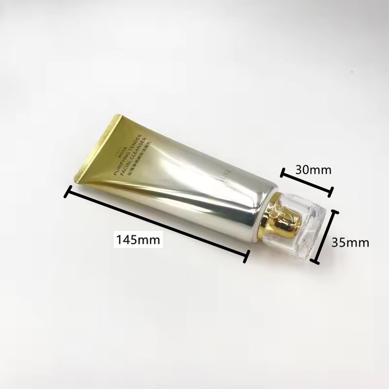 Nettoyant pour le visage PE, crème pour les mains, Tube à presser en plastique souple, bouchon à vis, protection solaire, capuchon en cristal ABS, Tube de lavage du visage, cosmétiques, 100g