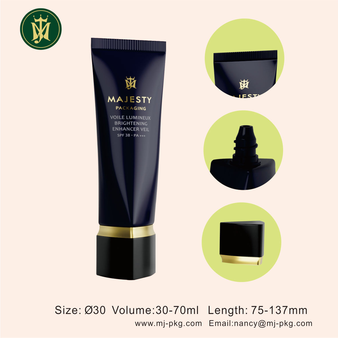 Tube à presser triangulaire personnalisé D30 D40 Mm, récipient de crème pour les mains, lavage du visage, emballage cosmétique, Tube vide d'extrusion