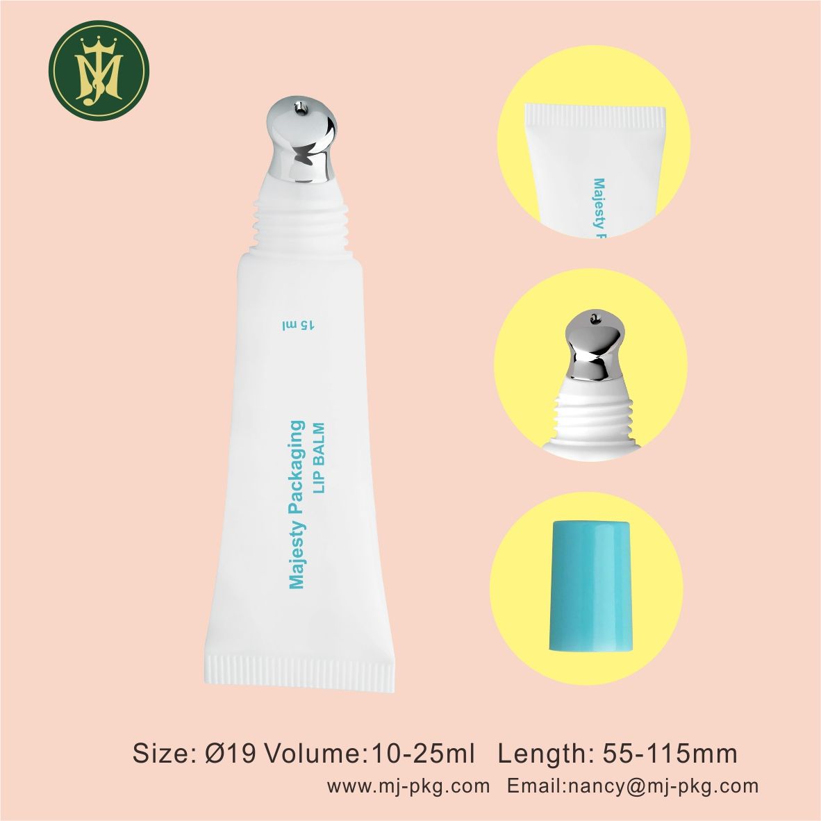 Tube cosmétique à presser les lèvres, pointe métallique de 10 à 25 Ml, en alliage de Zinc, Massage des yeux, Tube en plastique, emballage pour sérum de cils, presser les lèvres