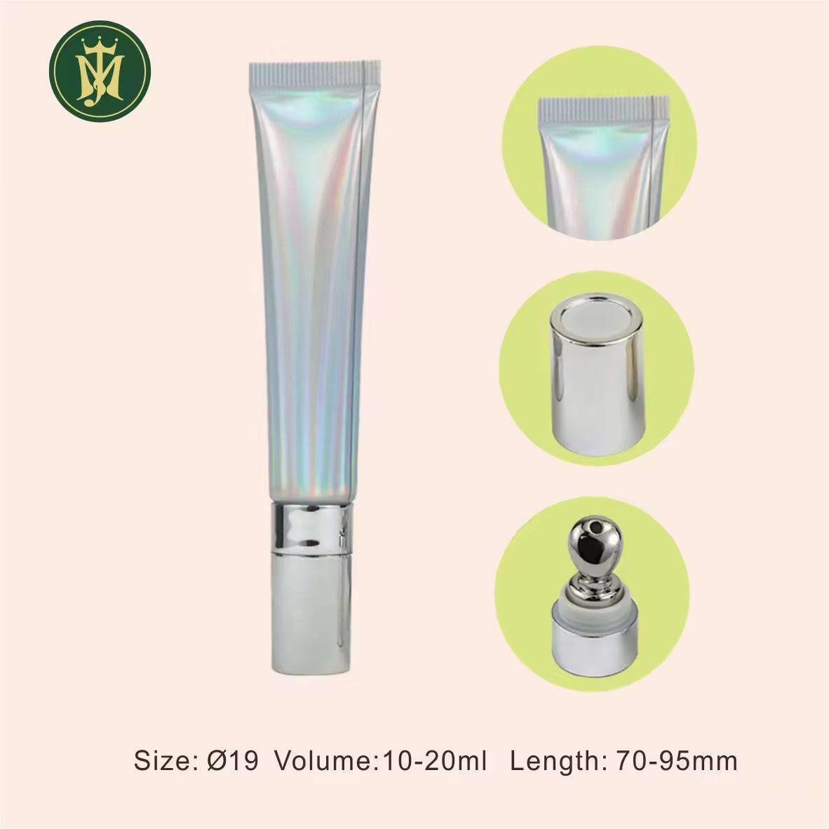 ABL – Tube à presser à tête de vis en alliage de Zinc, 19mm, 10ml, 15ml, 20ml, capuchon chromé pour crème pour les yeux, bâton à lèvres, applicateur cosmétique