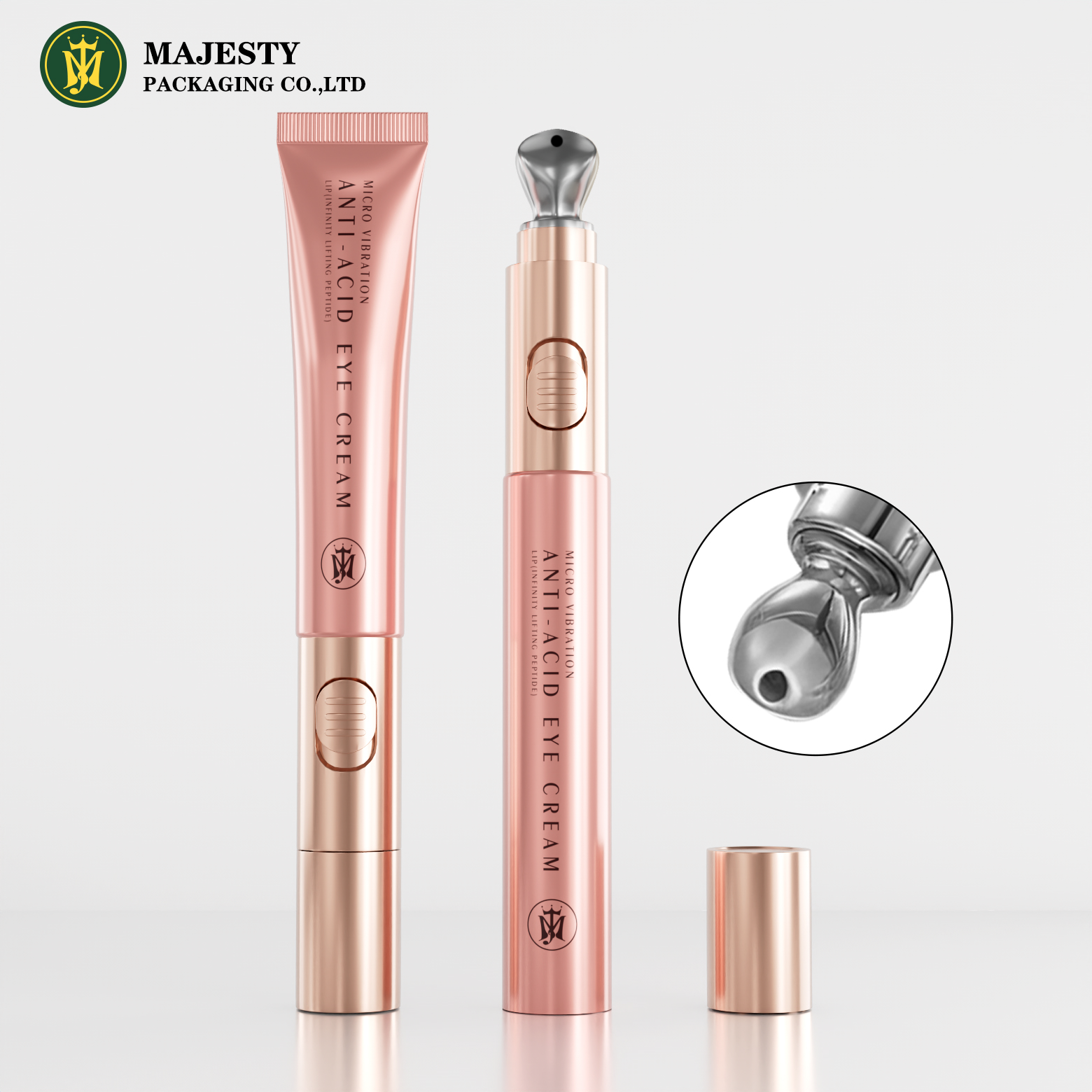 Coine de tube de crème à l'œil vide OEM / ODM avec tube cosmétique personnalisé applicateur en métal