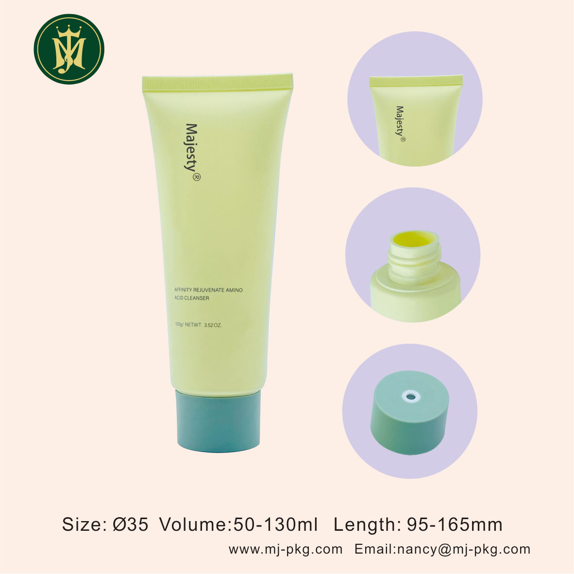 Bouchon à vis de distribution moyen, emballage en Tube en plastique adapté au nettoyant pour le visage, Lotion pour le visage, crème, emballage cosmétique vide