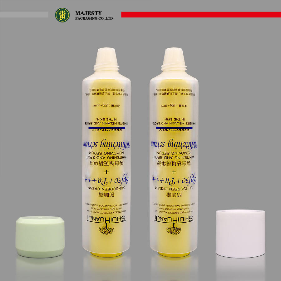 Double chambre en plastique personnalisée, Double Tube, bouchon à vis, soins de la peau, crème pour les mains, Lotion pour le corps, couleurs personnalisées, cosmétiques