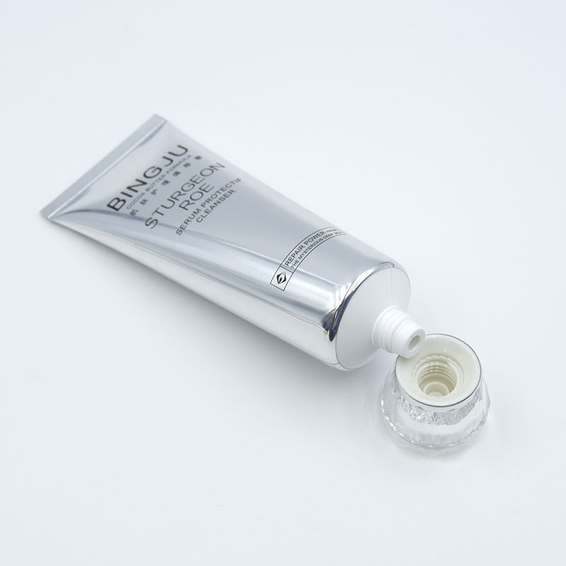 Emballage vide en plastique PE souple imprimé personnalisé de 120ml, estampage à chaud, manipulation de Surface, Lotion nettoyante pour le visage, conteneurs d'emballage