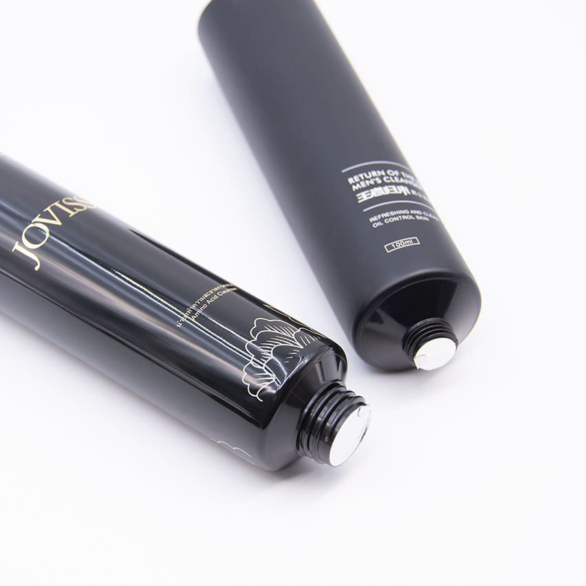 Tube cosmétique en plastique PE noir mat personnalisé 60 ml-100 ml, vente en gros, tubes d'emballage de soins de la peau à couvercle rabattable