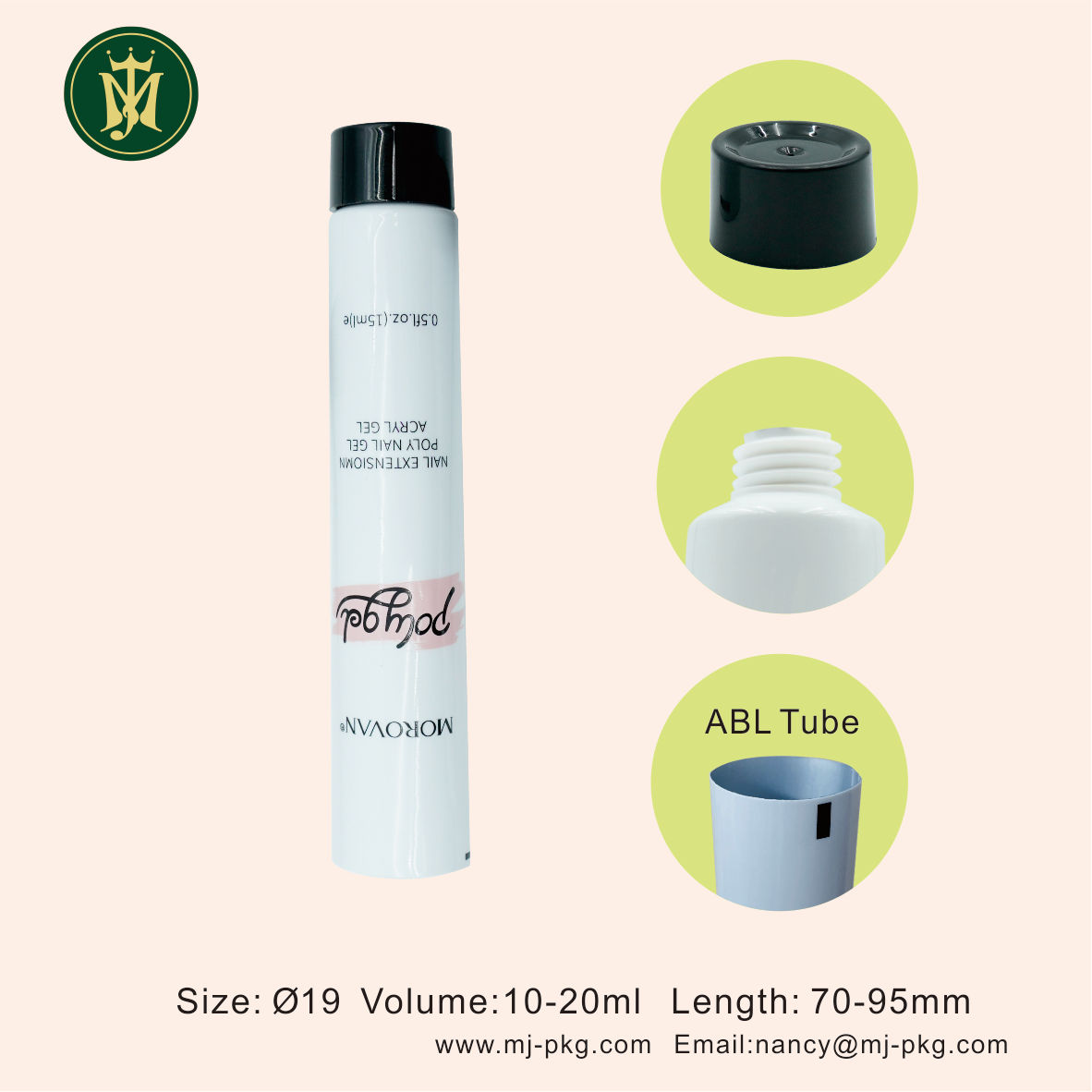 Tube en aluminium ABL personnalisé de 10ml 15ml 20ml, conteneur d'emballage cosmétique vide pour crème pour les yeux, à presser pour shampoing de protection solaire