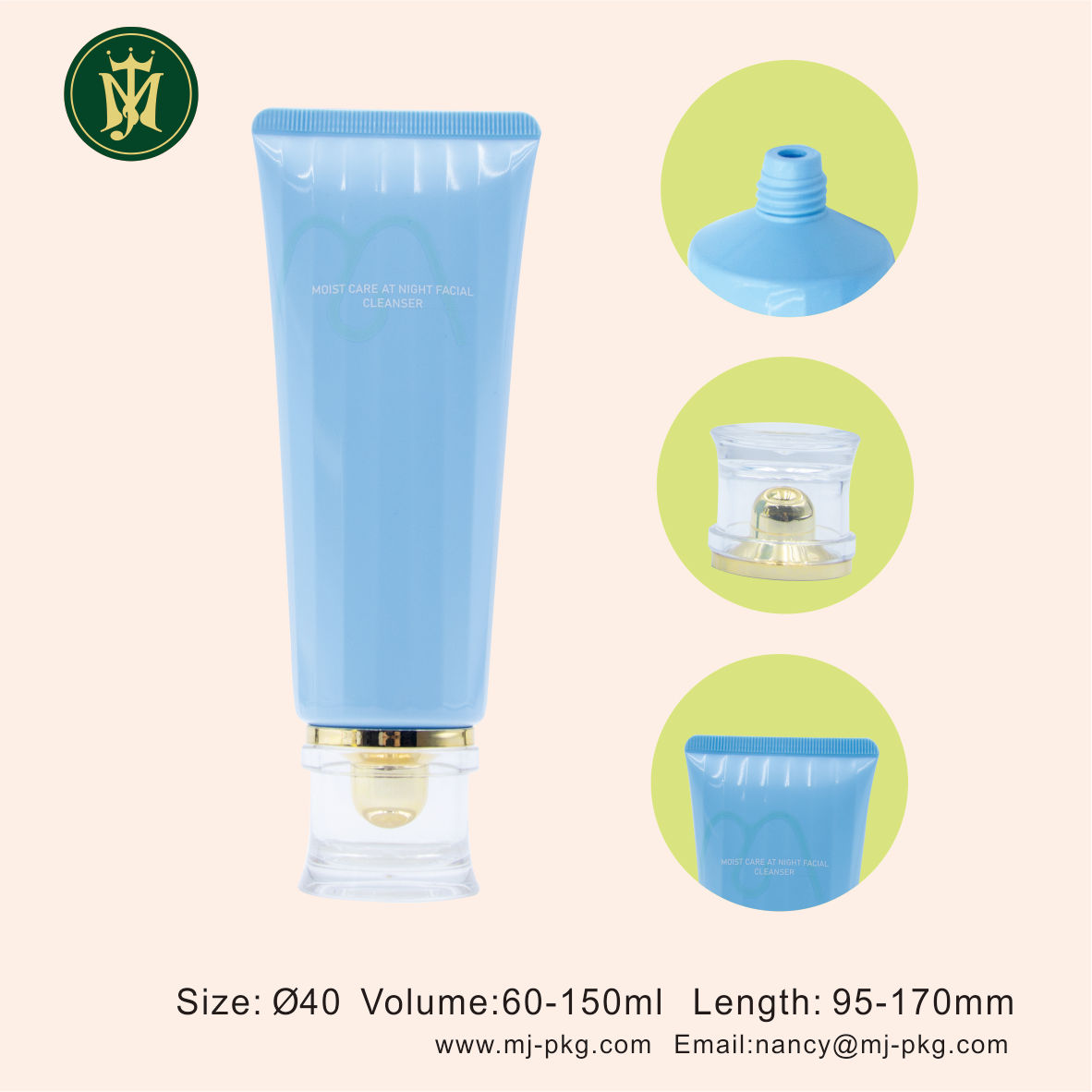 Tubes en plastique à presser doux, personnalisés, 60ml, 100ml, 120ml, ABL/PP, soins de la peau, nettoyant pour le visage, emballage, crème solaire pour les yeux, vente en gros