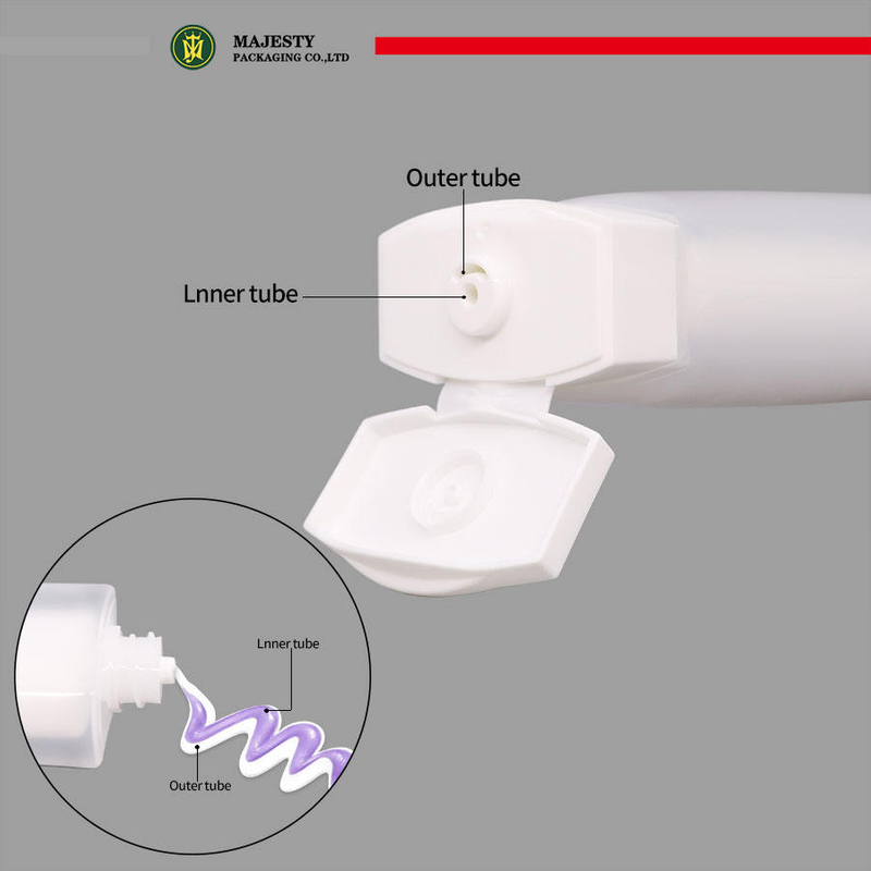 Tube à Double chambre à Double couche, capuchon en céramique, Lotion pour le corps, lavage du visage, emballage en plastique, Tube à presser pour cosmétiques et soins de la peau