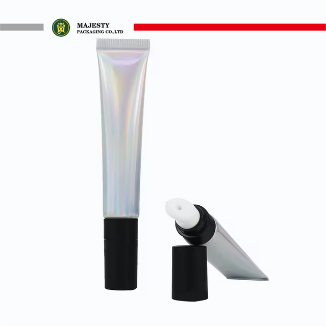 Tube de rouge à lèvres vide personnalisé Laser argent ABL PBL, diamètre 19mm, capacité 10 ~ 30ml, applicateur en céramique, bouchon à vis, crème
