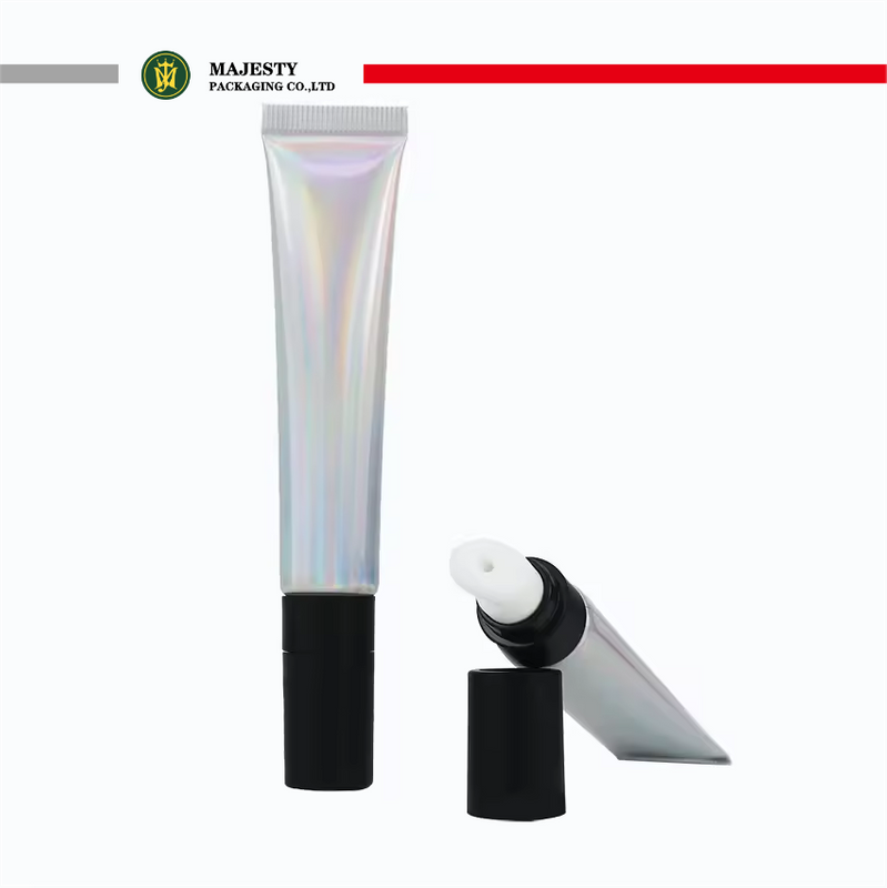 Tube de rouge à lèvres vide personnalisé Laser argent ABL PBL, diamètre 19mm, capacité 10 ~ 30ml, applicateur en céramique, bouchon à vis, crème