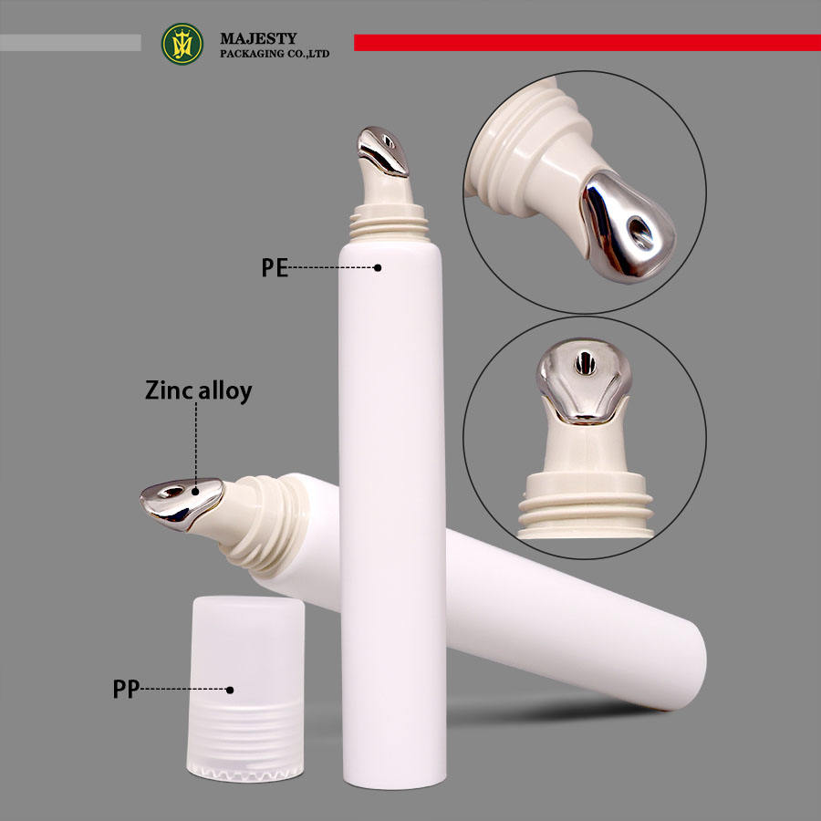 Tube applicateur en alliage de Zinc à pression douce personnalisé, Tube cosmétique en plastique pour crème pour les yeux et protection solaire, 10ml, 15ml, 20ml