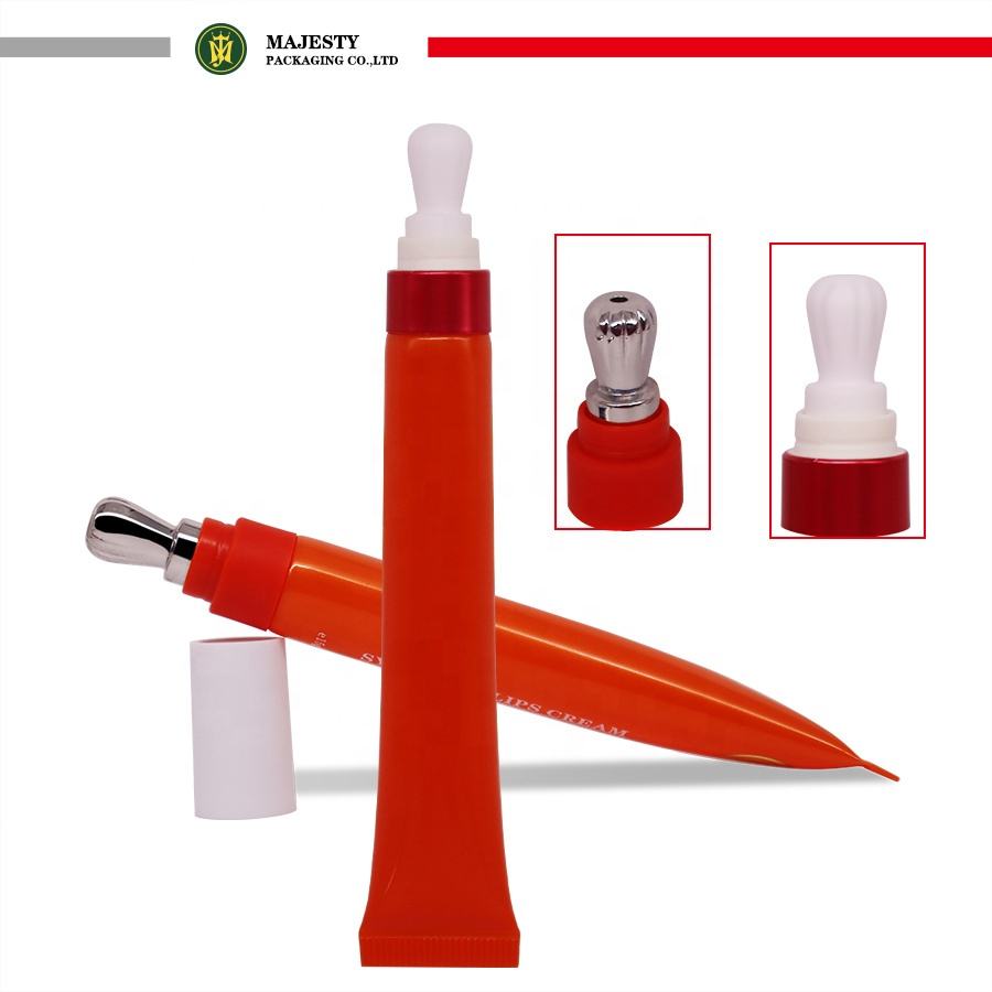 Emballage de Tube cosmétique en plastique vide, Tube de baume à lèvres pour crème pour les yeux, applicateur de Massage en céramique ou en alliage de Zinc, emballage de Tube de soins de la peau