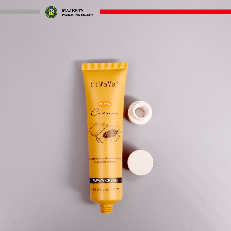 OEM ODM personnalisé 35 ml bouchon à vis en céramique tube vide en plastique soins de la peau rondelle de visage presser le tube cosmétique pour lotion pour le corps