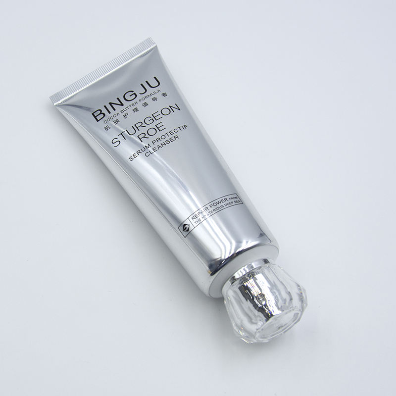 Emballage vide en plastique PE souple imprimé personnalisé de 120ml, estampage à chaud, manipulation de Surface, Lotion nettoyante pour le visage, conteneurs d'emballage