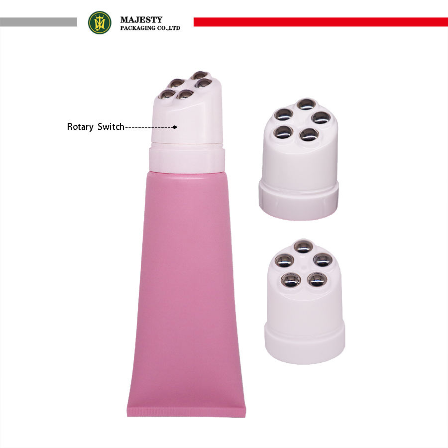 Tube applicateur de Massage vide et souple, boule à rouleau, en acier inoxydable, plastique cosmétique, personnalisé D50mm, 5 couleurs personnalisées gratuites
