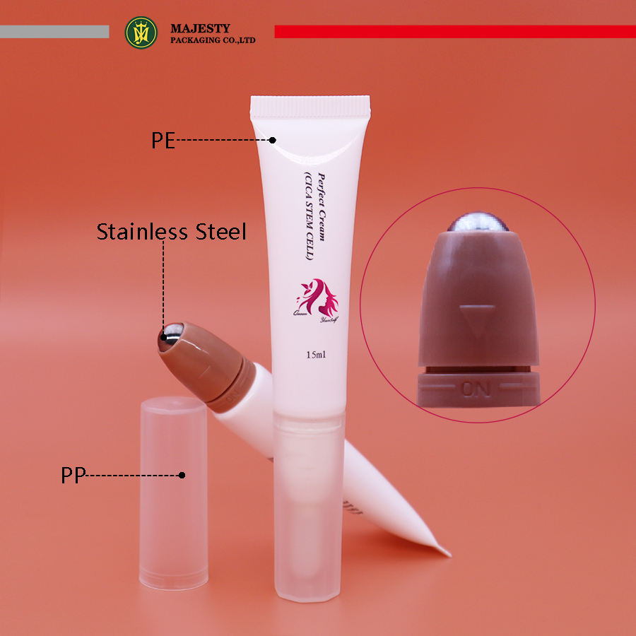 Tubes d'emballage en plastique personnalisés pour baume à lèvres, 5ml/10ml/15ml, avec boule en acier inoxydable, conteneurs vides, Tube de brillant à lèvres en plastique