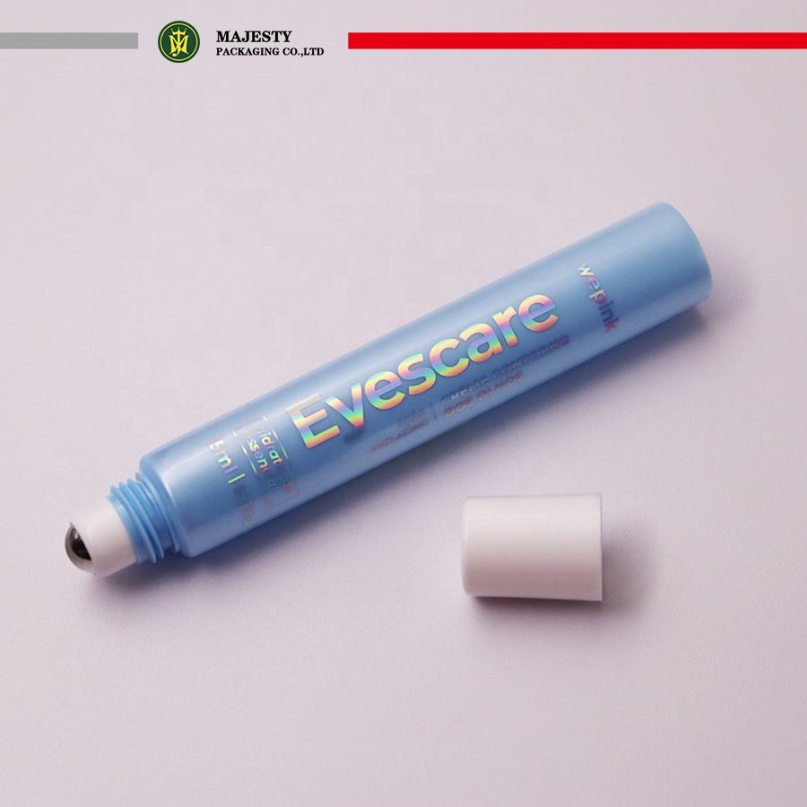 Applicateur de boule à rouleau personnalisé, crème pour les yeux, Tube PP cosmétique, Laser, Logo argenté, boule de Massage, Tube souple pressé