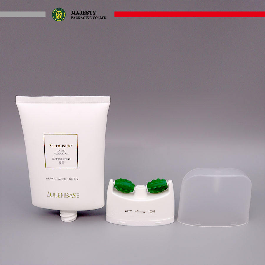 Tube en plastique ovale plat en plastique Recyclable écologique de 80ml, Tube fonctionnel de Massage à deux rouleaux pour les soins de la peau et la crème de soin du corps