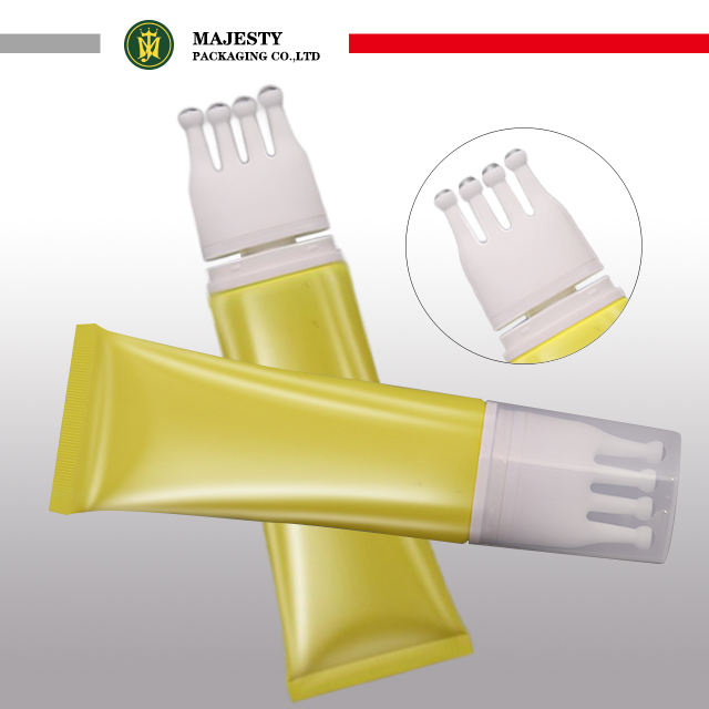 Tube de brosse de Massage à bille en acier inoxydable, 4 tubes en plastique personnalisés, soins de la peau du cuir chevelu, Tube d'emballage à presser en plastique