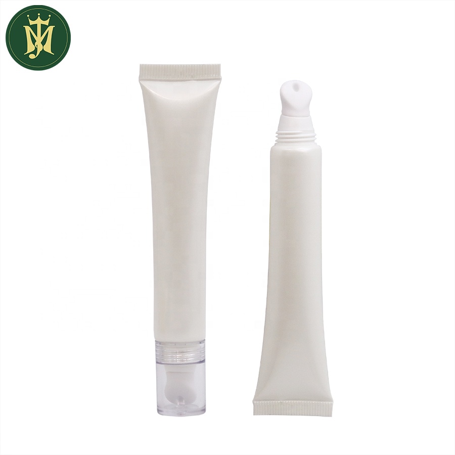 Emballage de tube cosmétique en plastique vide pour baume à lèvres pour crème pour les yeux 10 ml 15 ml 30 ml de forme ronde avec tube applicateur en alliage de zinc ou en céramique