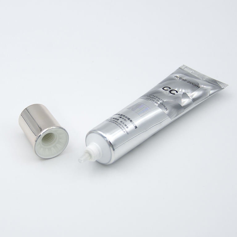 Tube à presser en plastique souple personnalisé de 19mm, matériau ABL, conteneur de crème solaire BB, Tube vide argenté imprimé au Laser, cosmétiques