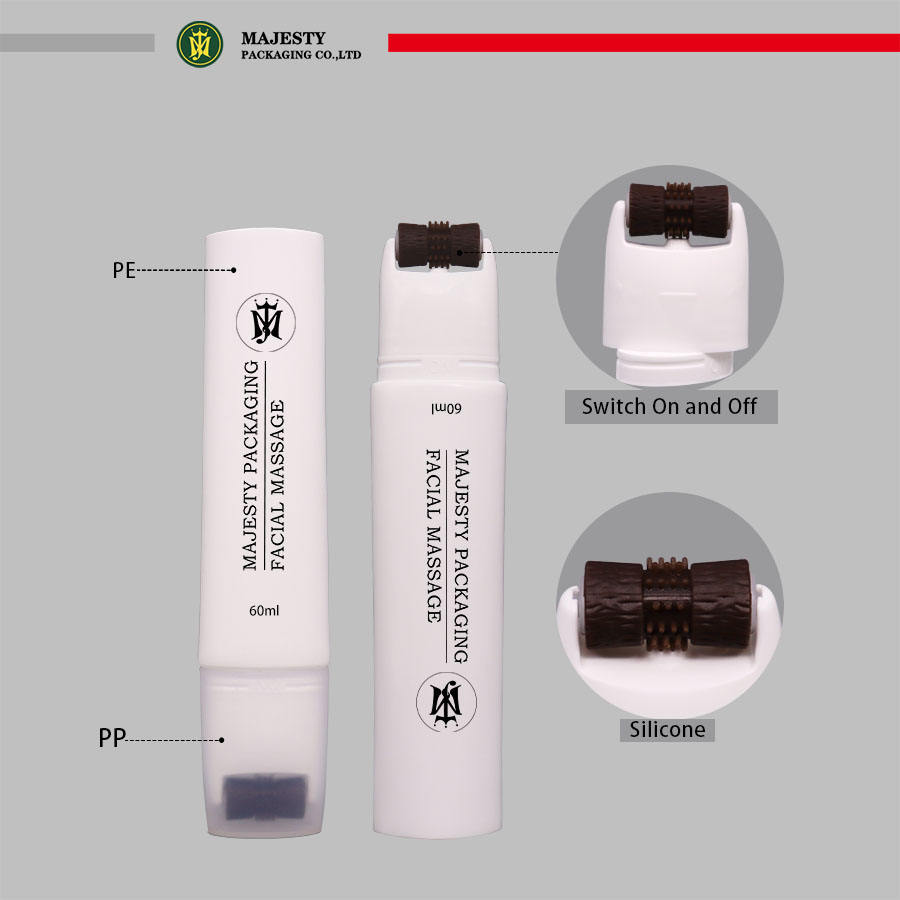 Applicateur de rouleau de Massage à interrupteur, Tube vide en plastique pour soins de la peau, emballage de cosmétiques, crème pour le visage, crème pour les yeux