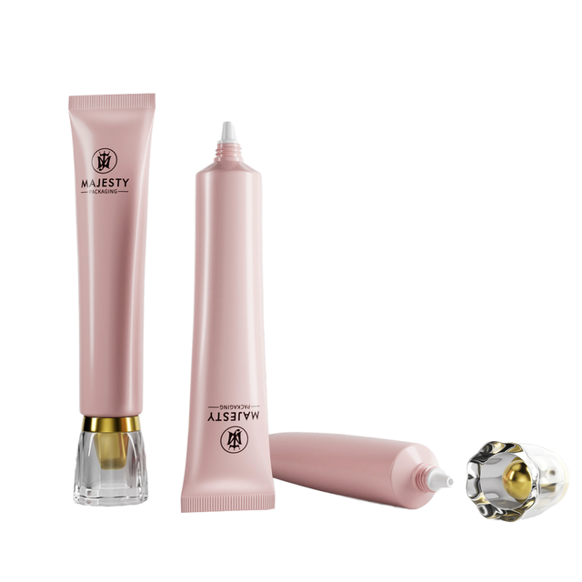 Tube en plastique d'emballage souple personnalisé pour fond de teint BB, crème liquide pour les yeux, pointe de buse longue avec capuchon en acrylique pour crème solaire pour les lèvres