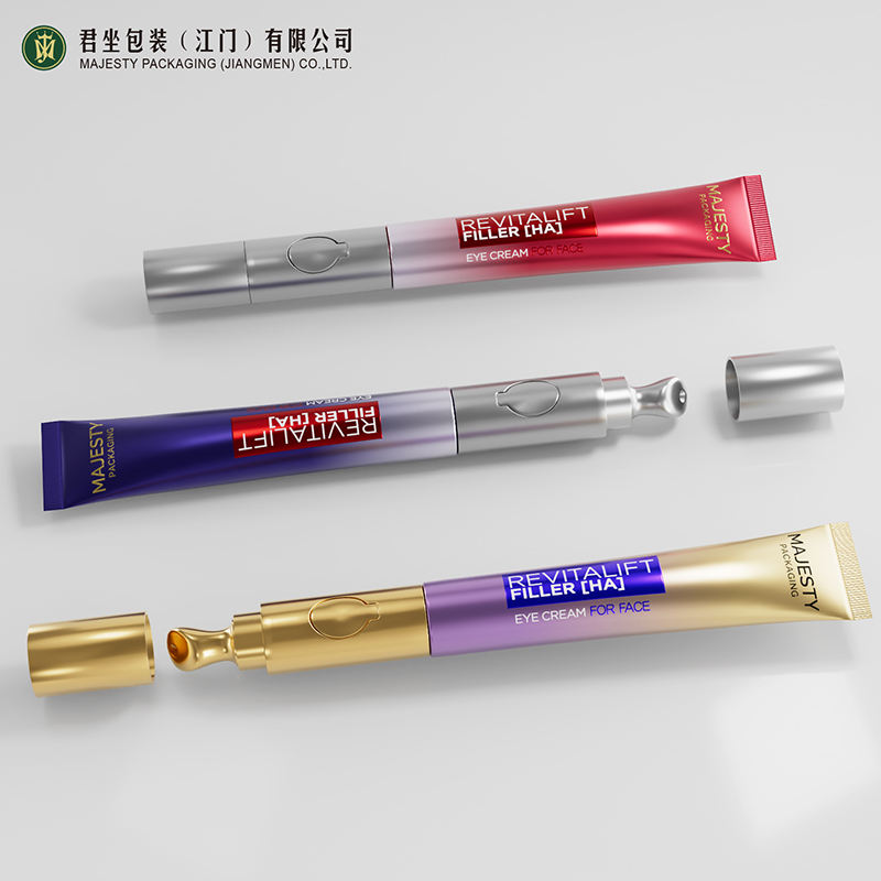 Emballage cosmétique vide personnalisé, Tube en plastique vibrant en alliage de Zinc, tête d'applicateur métallique, sérum à presser, Massage, crème pour les yeux, lèvres