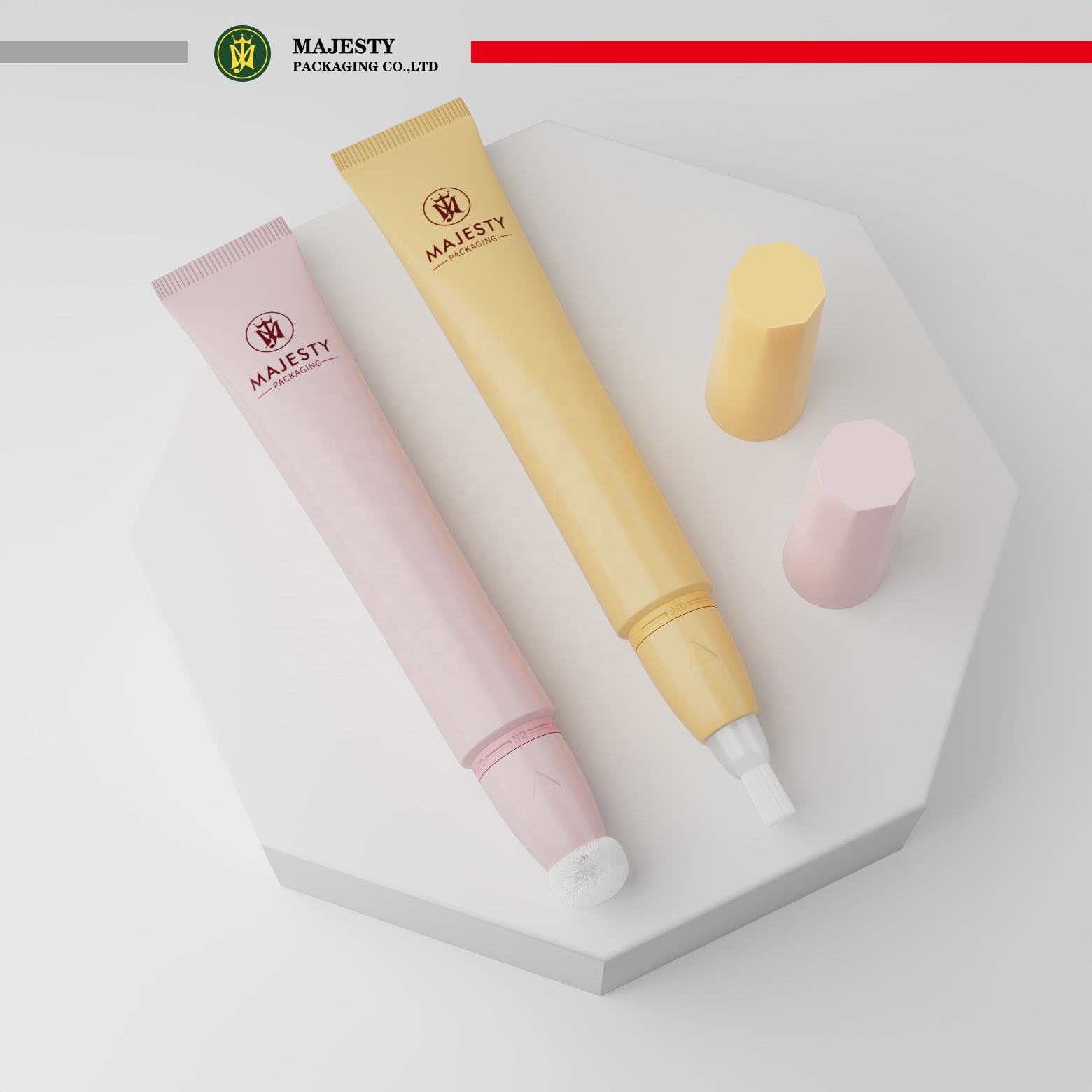 Tubes en plastique cosmétiques avec interrupteur marche et arrêt, Tube à presser pour crème pour les yeux et bâton à lèvres, 19mm, 5ml, 10ml, 15ml, 20ml