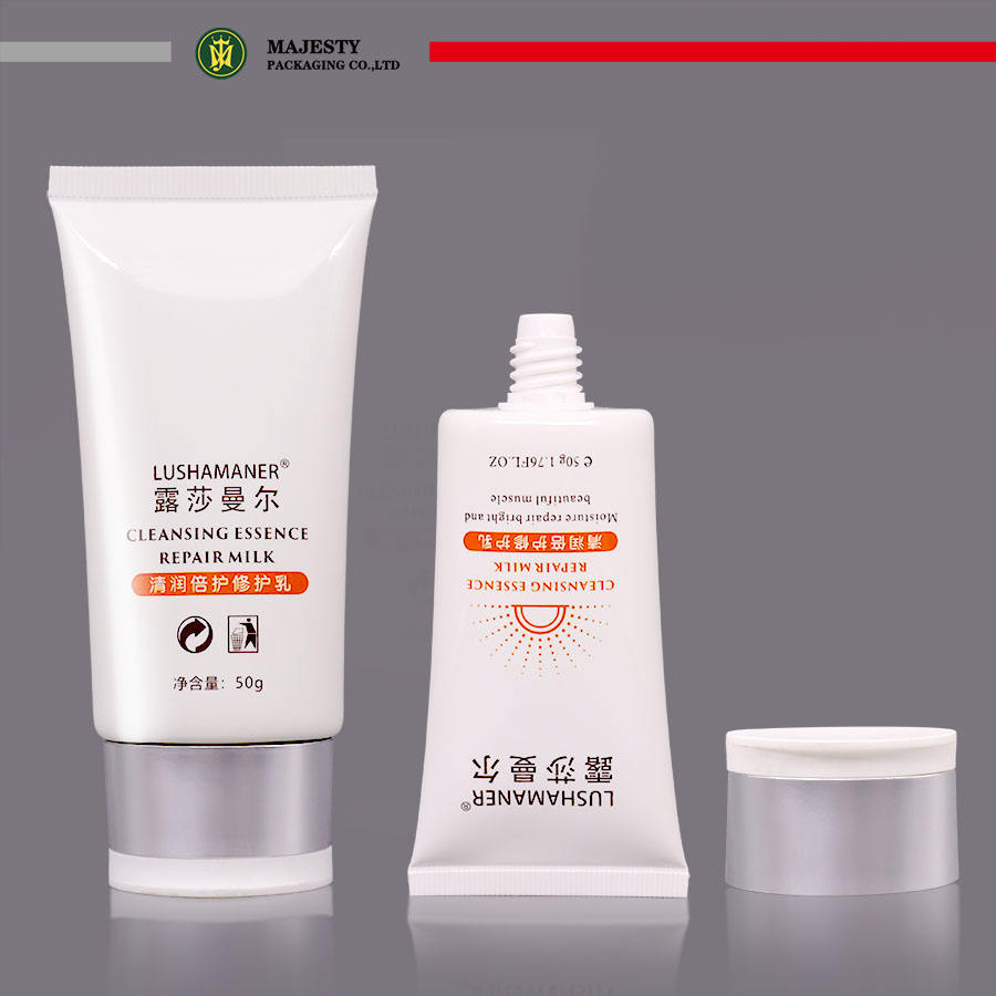 Tubes ovales de protection solaire en plastique de 50 ml et 100 ml avec capuchon rabattable plaqué, emballage pour produits de soins de la peau comme la crème pour le visage et la crème pour les mains