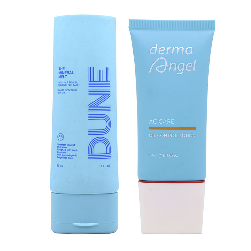 Tubes en plastique PE plats ovales OEM 30ml/50ml, pour cosmétiques, emballage à presser, bouchon à vis sérigraphié, crème solaire, fond de teint BB crème