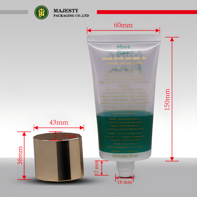 Bouchon polygone ovale en métal personnalisé, Tube de nettoyage du visage de 40mm de diamètre, 80 ~ 180 Ml, crème solaire, Lotion pour le corps, fond de teint BB crème