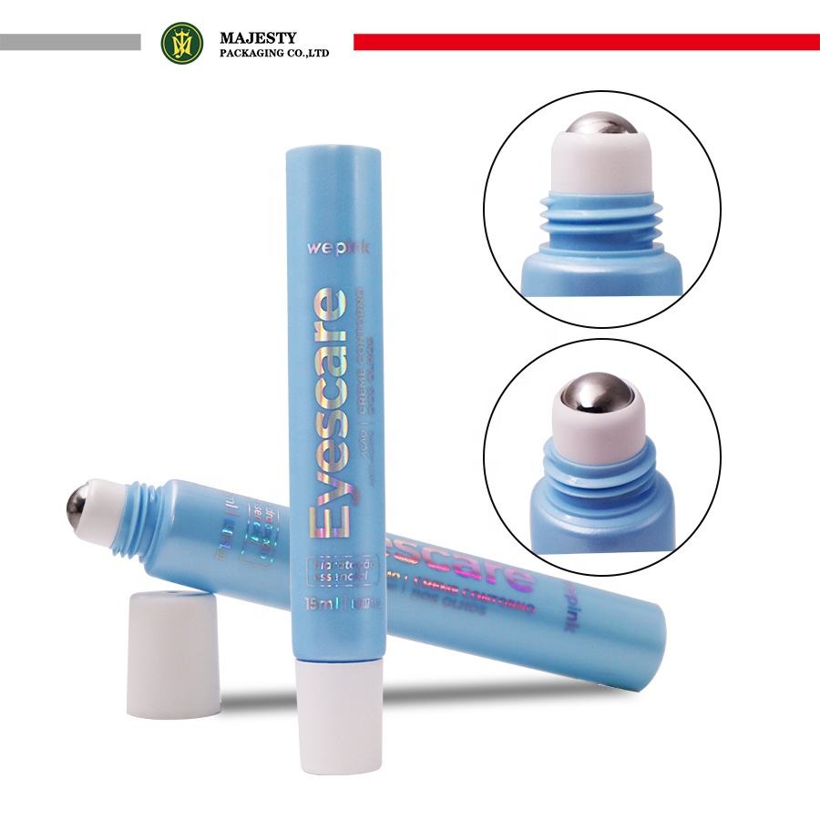 Applicateur de boule à rouleau personnalisé, crème pour les yeux, Tube PP cosmétique, Laser, Logo argenté, boule de Massage, Tube souple pressé