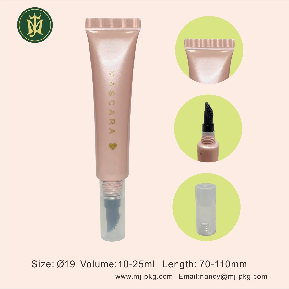 Tube de Mascara en plastique rond, emballage cosmétique en plastique, petit Tube rond vide pour le maquillage, 10ml, 15ml, 20ml