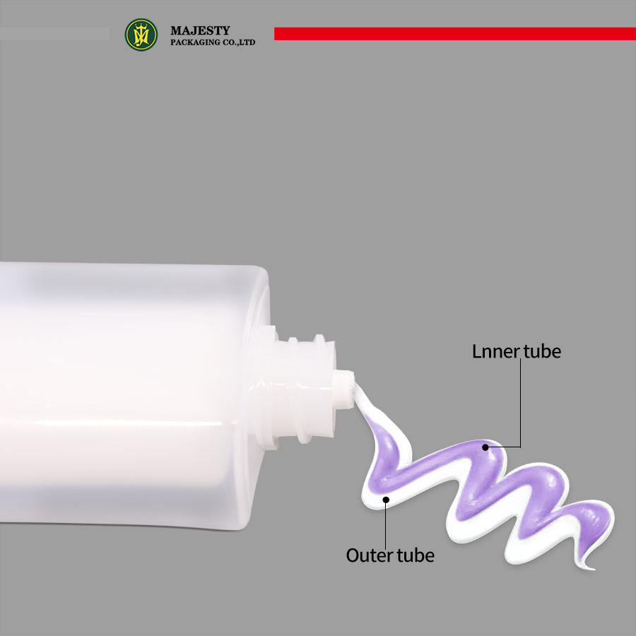 Tube double double phase personnalisé à capuchon rabattable, tube cosmétique en plastique de 100ml pour soins de la peau, lotion pour le corps, double pression pour plus de commodité