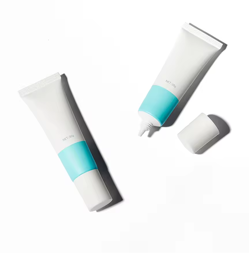 Tube PE personnalisé à 5 couches, 10-40ml, vide, doux au toucher, pour fond de teint, protection solaire, soins du visage, conteneur à buse longue