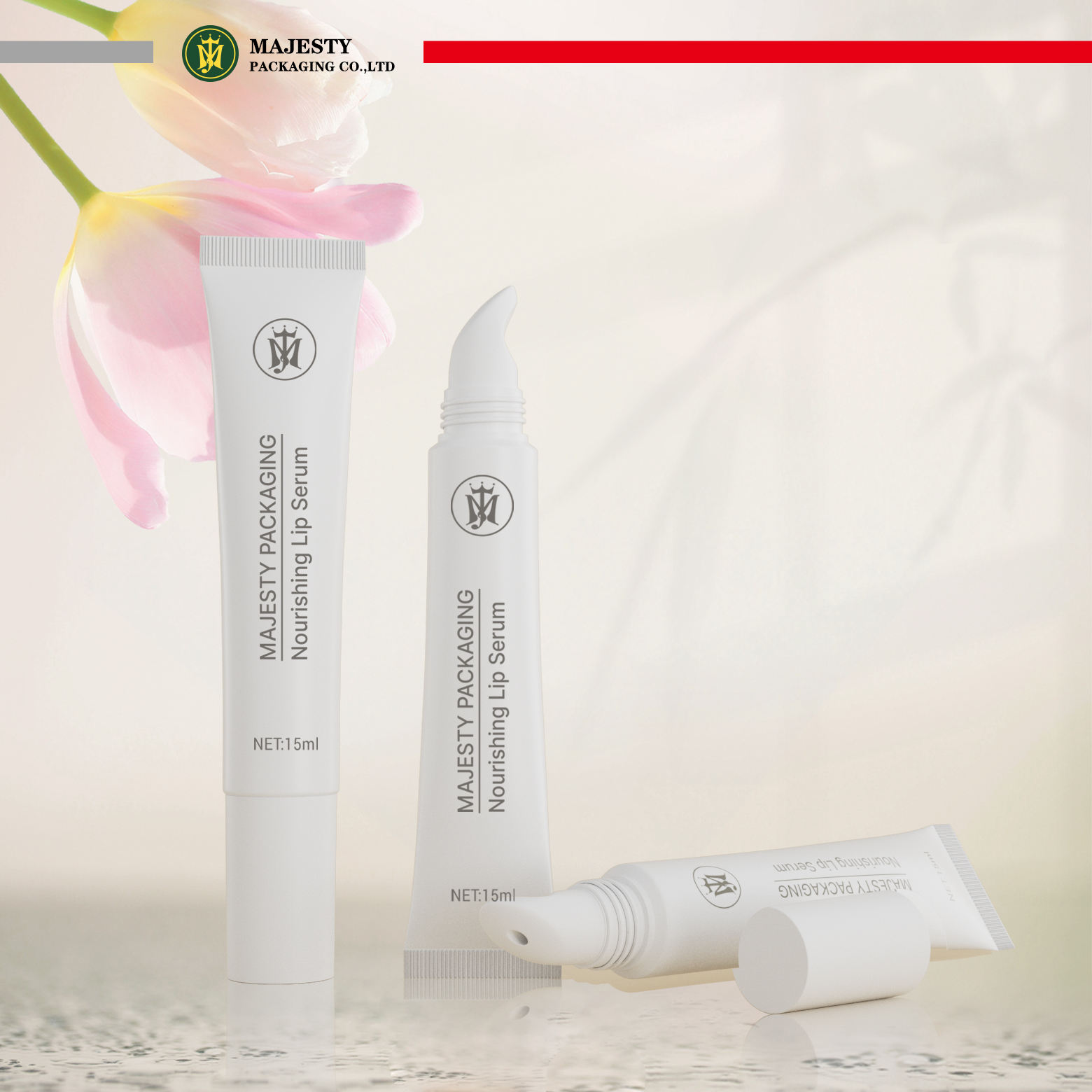 Dessus rabattable de conception personnalisé par coutume d'OEM pour les tubes en plastique de brillant à lèvres de sérigraphie