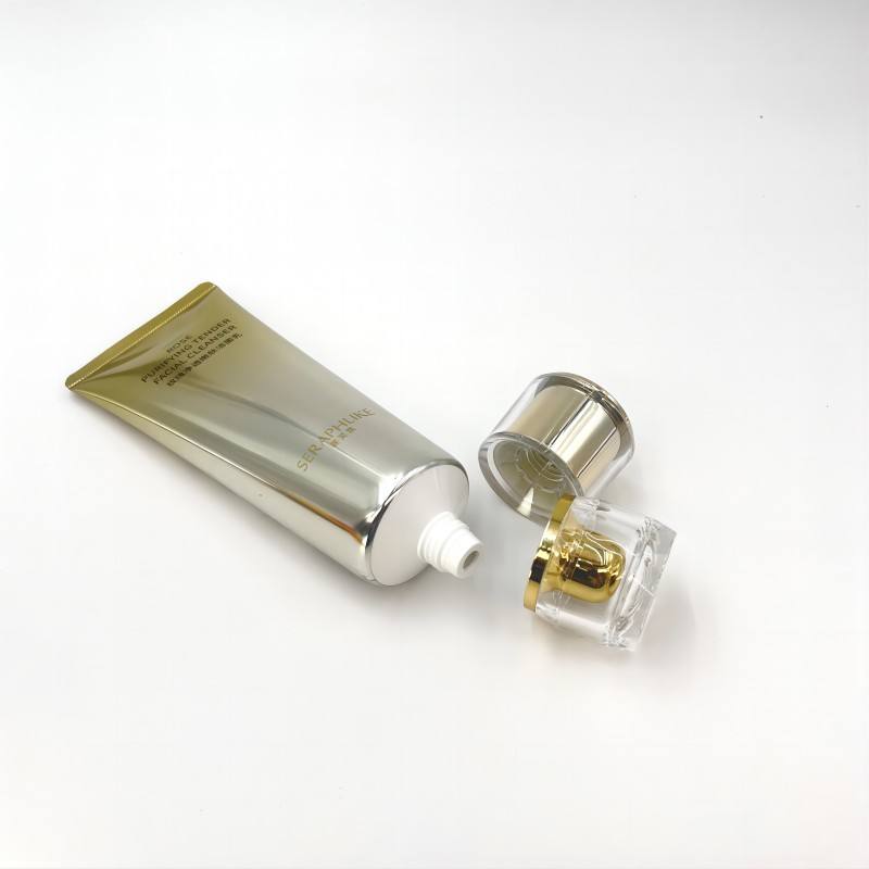 Nettoyant pour le visage PE, crème pour les mains, Tube à presser en plastique souple, bouchon à vis, protection solaire, capuchon en cristal ABS, Tube de lavage du visage, cosmétiques, 100g