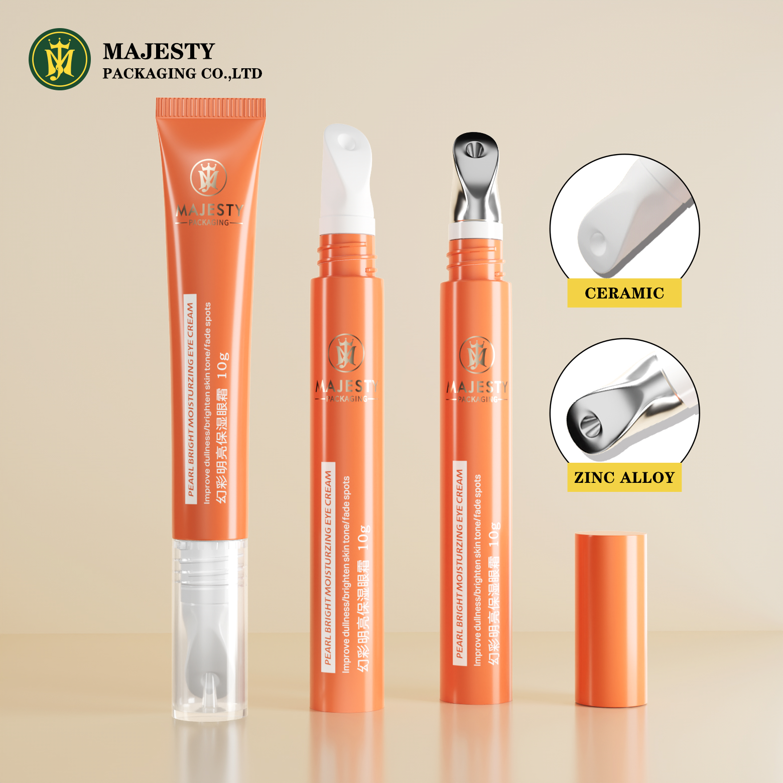 Applicateur en céramique pour la crème pour les yeux 10 ml de baume rond