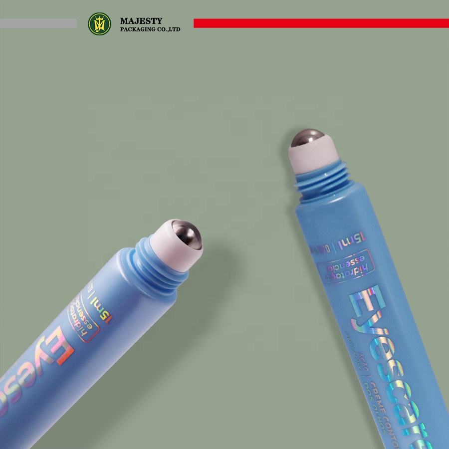 Applicateur de boule à rouleau personnalisé, crème pour les yeux, Tube PP cosmétique, Laser, Logo argenté, boule de Massage, Tube souple pressé