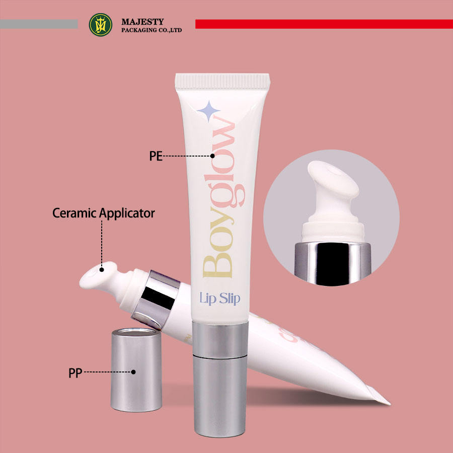 Applicateur en céramique personnalisé de 19mm de diamètre, capuchon de finition en métal argenté, capacité de 5 à 25ml, crème pour les yeux, Tubes en plastique PE à 2 couches