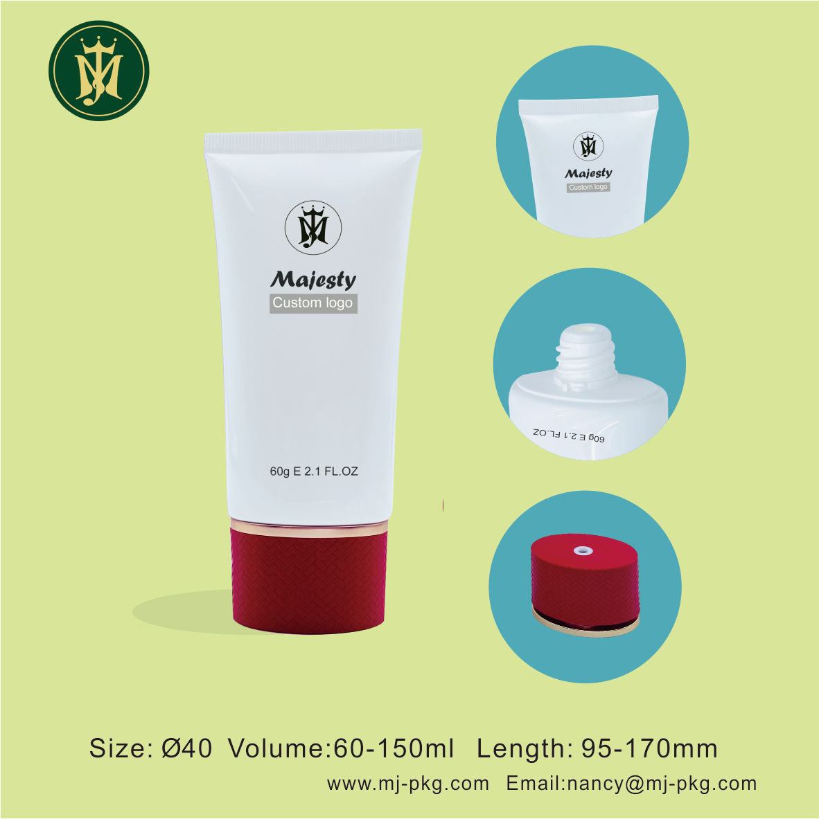 Bouchon à vis de distribution central Tube en plastique Tube de lotion pour le corps Tube en plastique de soin de la peau Emballage cosmétique Tube en plastique PE
