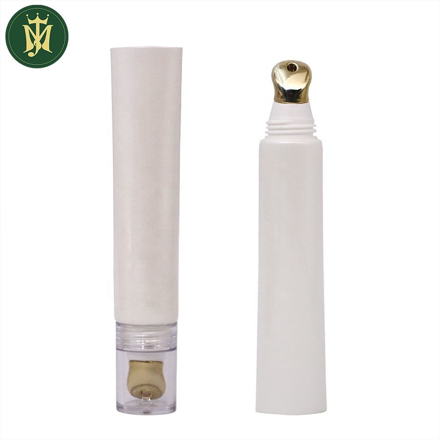 Emballage de tube cosmétique en plastique vide pour baume à lèvres pour crème pour les yeux 10 ml 15 ml 30 ml de forme ronde avec tube applicateur en alliage de zinc ou en céramique