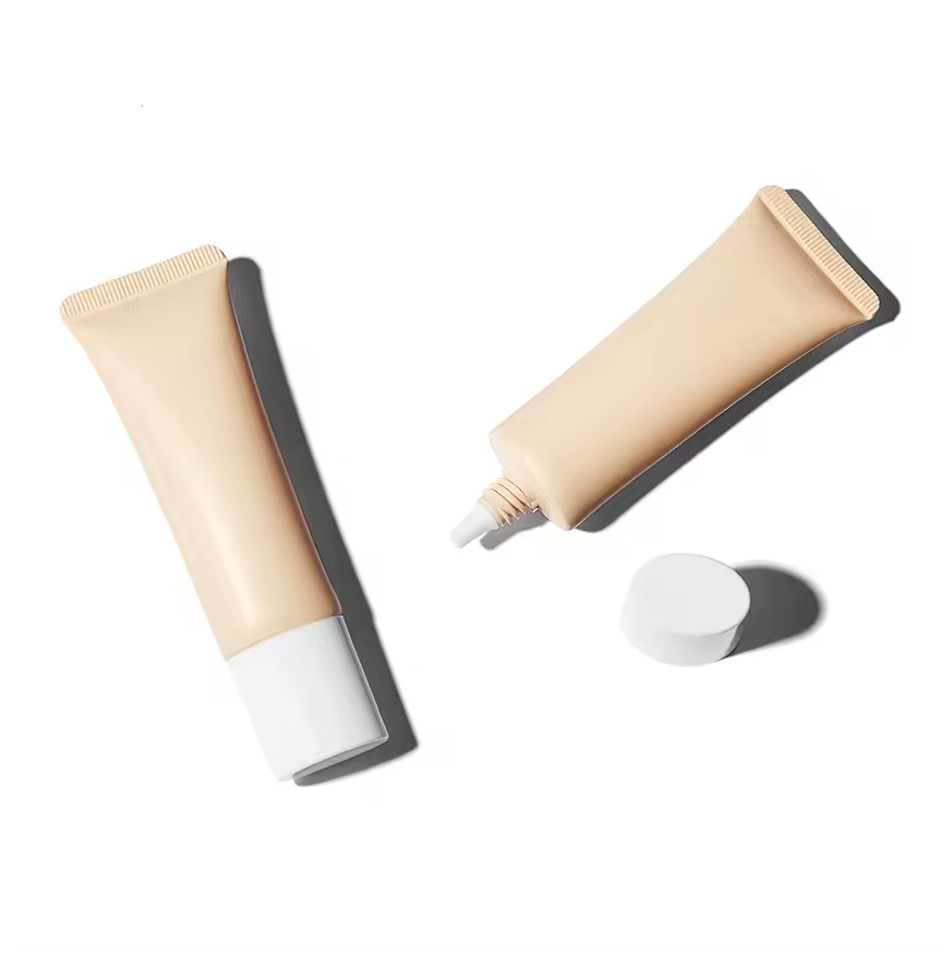 Tube PE personnalisé à 5 couches, 10-40ml, vide, doux au toucher, pour fond de teint, protection solaire, soins du visage, conteneur à buse longue