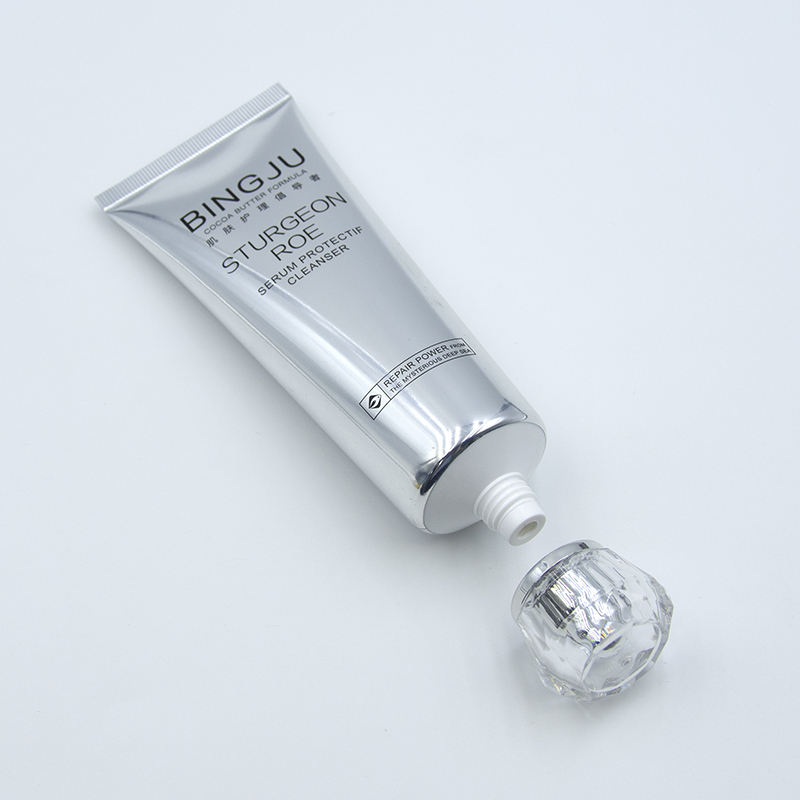 Emballage vide en plastique PE souple imprimé personnalisé de 120ml, estampage à chaud, manipulation de Surface, Lotion nettoyante pour le visage, conteneurs d'emballage