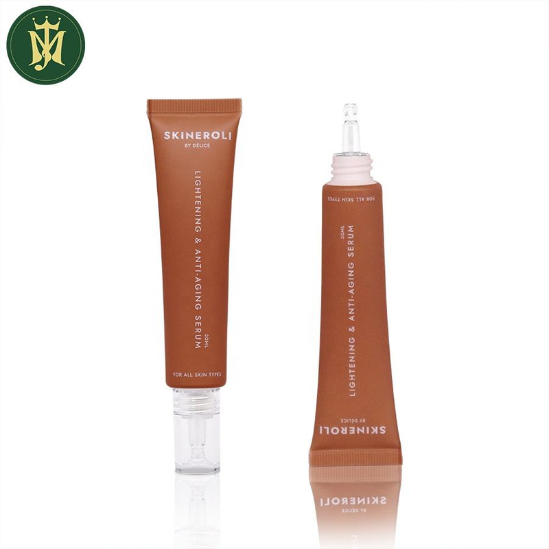 Tubes en plastique PETG transparents personnalisés de 10 à 30ml, avec couvercle anti-goutte à longue bouche, impression Offset pour Essence de crème cosmétique pour les yeux