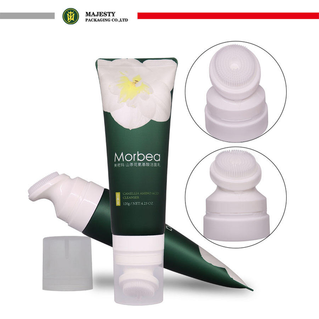 Tube de nettoyage du visage personnalisé, applicateur en Silicone à presser, Tube en plastique, emballage cosmétique, Tube souple de Massage