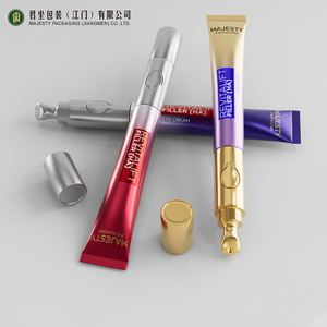 Emballage cosmétique vide personnalisé, Tube en plastique vibrant en alliage de Zinc, tête d'applicateur métallique, sérum à presser, Massage, crème pour les yeux, lèvres